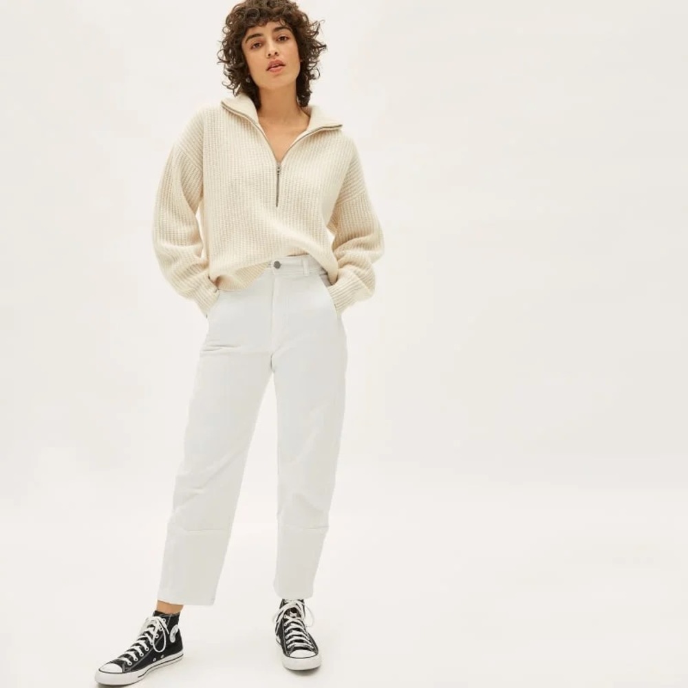 Everlane Straight Leg Pants in Off-White/Cream